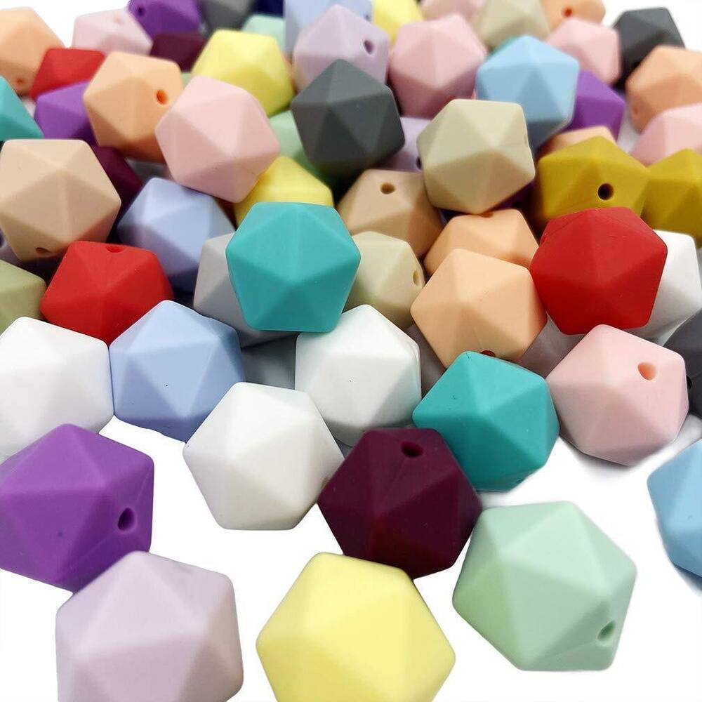3308 Silicone Multi-Faceted Beads 14mm 50pc Mix Color Silicone Beads